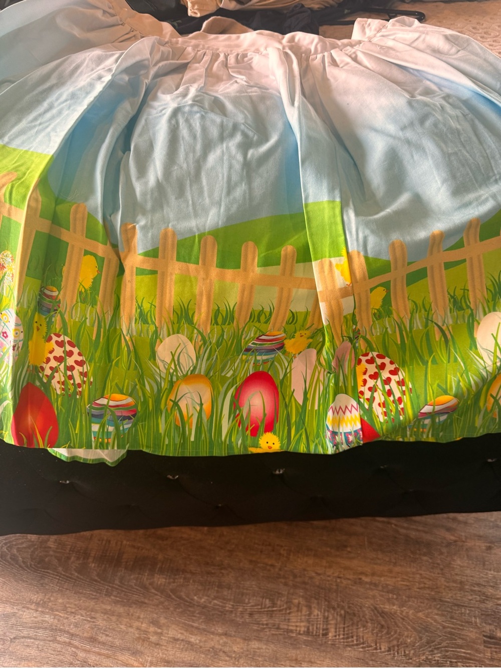 Unique Vintage Pastel Blue Easter Egg Print Full Skirt